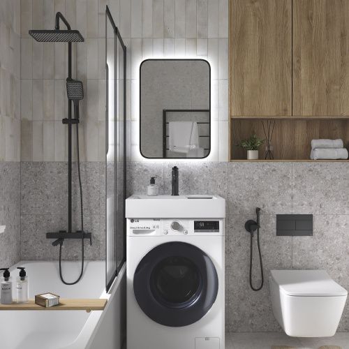 Раковина из искуственного мрамора Reflexion Tetra RF6050TE 50x60 над стиральной машиной цвет белый 1 отверстие под смеситель - фото 3