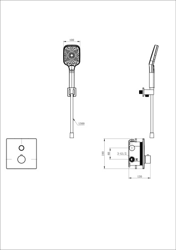 Смеситель для душа Wonzon & Woghand WW-D1017-B-MW встраиваемый в стену белый с термостатом - фото 2