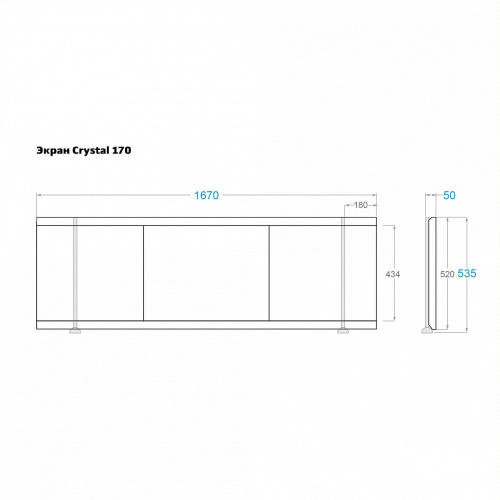 Экран под ванну Alavann Crystal 170 см ALV0257002 фронтальный МДФ раздвижной белый - фото 4