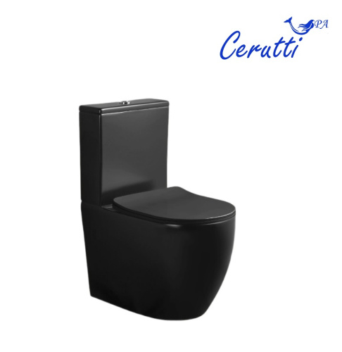Унитаз напольный с бачком Cerutti SPA CT9866 черный матовый с сиденьем микролифт безободковый каскадный смыв - фото 3
