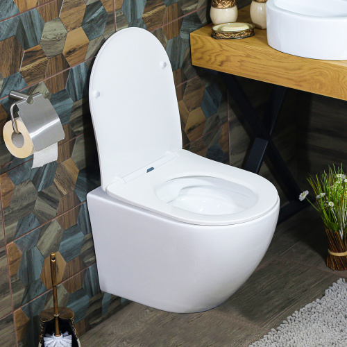 Унитаз подвесной Melana B2342-805 белый с сиденьем микролифт безободковый душевой смыв - фото 2