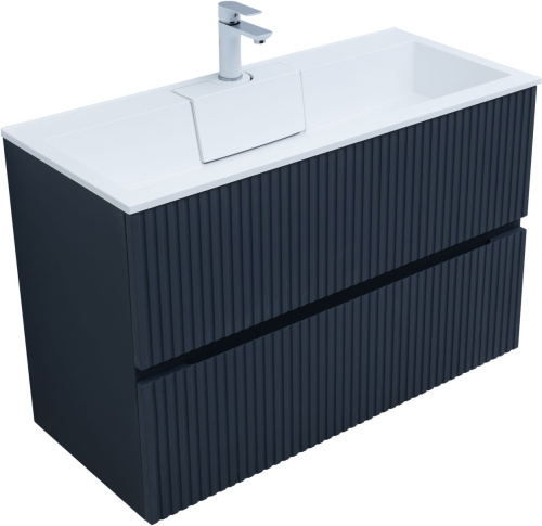 Тумба под раковину Aquanet Джейн 00313304 99х44х64 напольная/подвесная цвет синий - фото 4