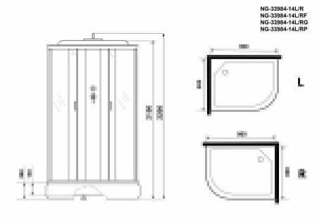 Душевая кабина Niagara Classic 339844RF 90х80 асимметричная с крышей ориентация правая