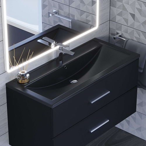 Раковина кварцевая Uperwood Foster Quartz 291030047 100х46 полувстраиваемая цвет черный - фото 3