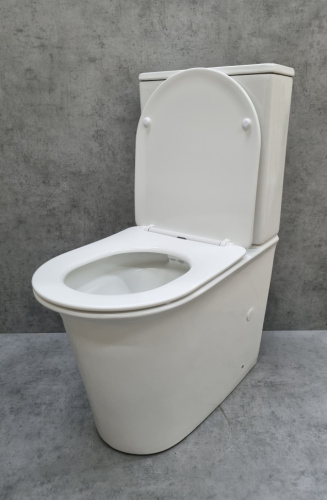 Унитаз напольный с бачком CeramaLux 1223A белый глянцевый с сиденьем микролифт безободковый душевой смыв - фото 2