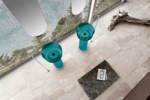 Раковина из полиэфирной смолы Abber KRISTALL AT2702Aquamarin-H 45х45 напольная цвет бирюзовый без отверстий под смеситель - фото 3