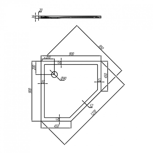 Душевой поддон Aquaton Калифорния 1A714836CA010 90х90 литьевой мрамор белый - фото 4