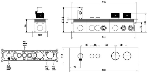 Смеситель для ванны с душем Allen Brau Liberty 5.33010-31 встраиваемый в стену черный с термостатом - фото 5