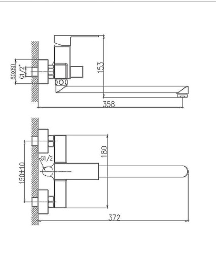 Cмеситель для ванны и душа Haiba HB22191 настенный хром - фото 2