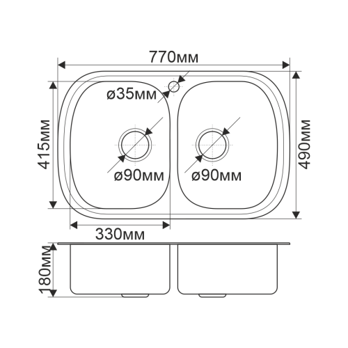 Кухонная мойка Melana 229 ti (*7) 77х49 цвет хром поверхность глянцевая - фото 2