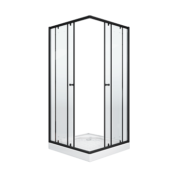 Душевой уголок Parly ZEQ911B 90х90 стекло прозрачное профиль черный с поддоном