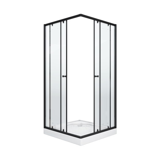 Душевой уголок Parly ZEQ911B 90х90 стекло прозрачное профиль черный с поддоном