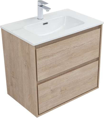 Тумба под раковину Aquanet Милан 00336383 70х45х64 подвесная цвет светлое дерево - фото 5