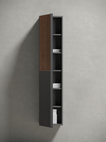 Шкаф-пенал Sancos DELTA PDL35GR 35х30х160 подвесной цвет дуб красный/графит - фото 4