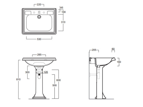 Раковина из санфаянса Simas AR 824 bia 1 hole 68х54 подвесная цвет белый - фото 3