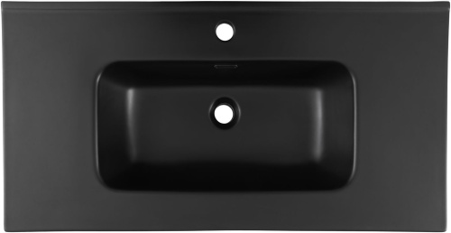 Раковина керамическая Aquanet Flat 00329256 91х47 полувстраиваемая цвет черный 1 отверстие под смеситель - фото 2