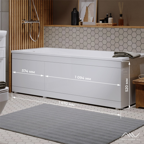 Экран под ванну Alavann Slot 170 см ALV0721001 фронтальный МДФ откидной белый - фото 3