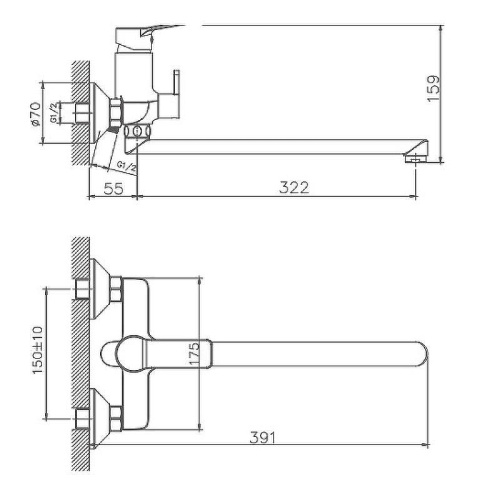 Cмеситель для ванны и душа Haiba HB22559 настенный хром - фото 3