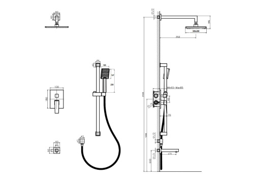 Душевая система Rush Thira TR3635-60Grey встраиваемая в стену цвет графит - фото 2
