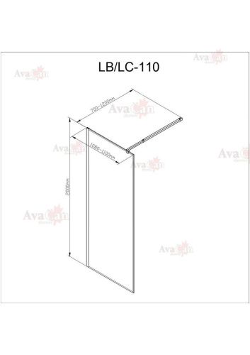 Душевая перегородка AvaCan LB110MT 110х200 стекло с рисунком профиль черный - фото 4