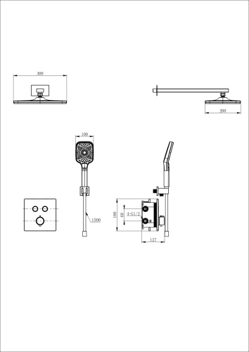 Душевая система Wonzon & Woghand WW-D2017-B-MW встраиваемая в стену цвет белый с термостатом - фото 2