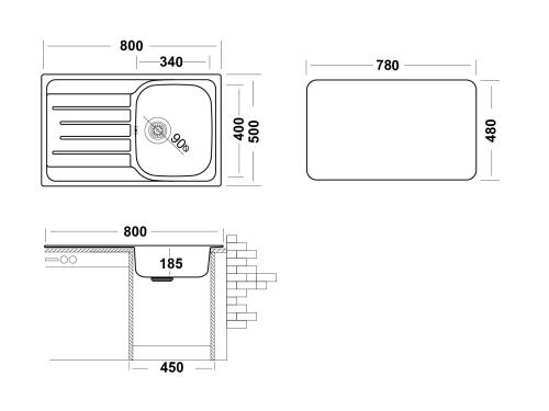Кухонная мойка Ukinox Гранд GRP800.500 -GT8K 2L 50х80 цвет хром поверхность полированная - фото 3