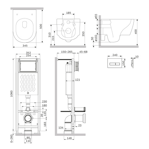 Комплект унитаз с инсталляцией с клавишей смыва Am.Pm Jupiter IS110338.DX77C1700 - фото 2