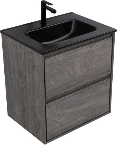 Тумба под раковину Aquanet Милан 00336372 60х45х64 подвесная цвет темное дерево - фото 2