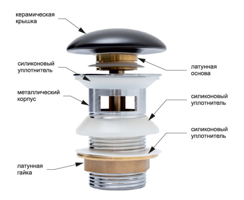 Донный клапан для раковины Aquanet 00333929 - фото 2