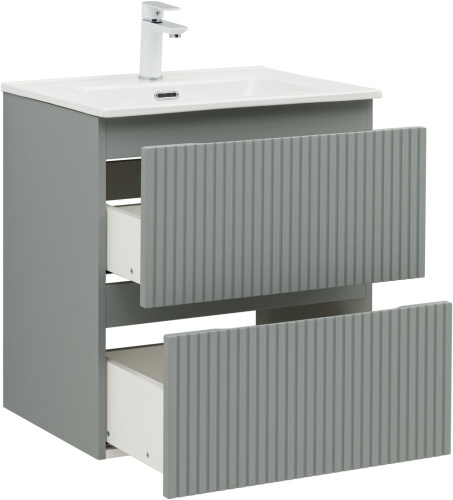 Тумба под раковину Aquanet Джейн (Flat) 00335432 60х46х64 подвесная цвет зеленый/серый - фото 4