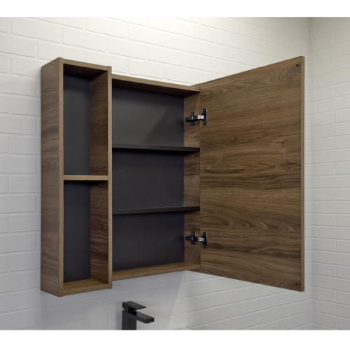 Зеркало-шкаф Comforty Соло 00-00011589CF 68х15х80 подвесной цвет дуб темно-коричневый - фото 4