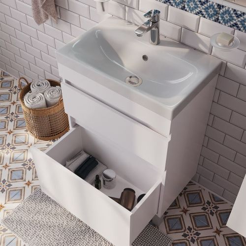 Тумба с раковиной IDDIS Zodiac ZOD6CBFi95K 59х37х87 напольная цвет белый - фото 3