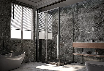 Душевой уголок Veconi Premium Trento PTC30-SP-15090-GR-01-C4 150х90 стекло прозрачное профиль графит без поддона
