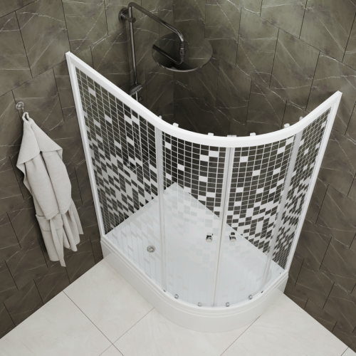 Душевой уголок Тритон Коралл Щ0000061782 120х80 стекло прозраное с узором профиль белый с поддоном - фото 5