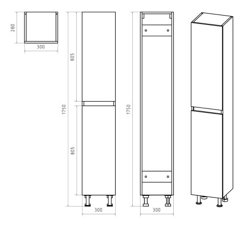 Шкаф-пенал Misty Енисей Э-Ени05030-011 30х32х165 напольный/подвесной - фото 5