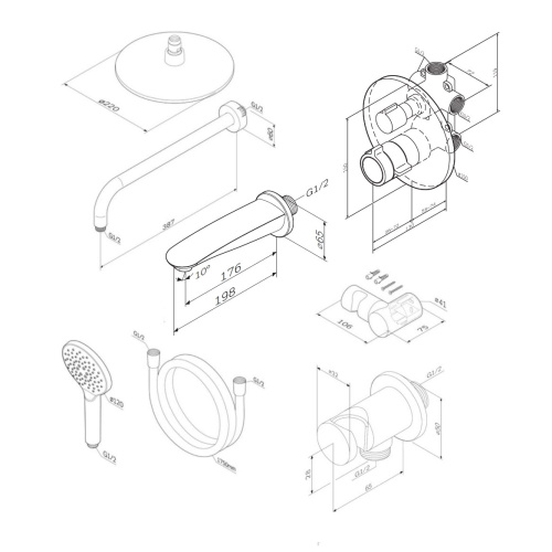Душевая система Am.Pm X-Joy FT85A3RH10 встраиваемая в стену с термостатом - фото 4