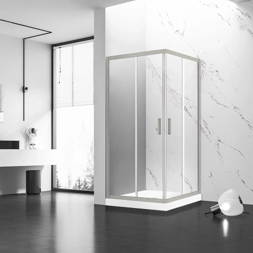 Душевой уголок Veconi Rovigo RV83-80-01-C5 80х80 стекло прозрачное профиль никель брашированный без поддона
