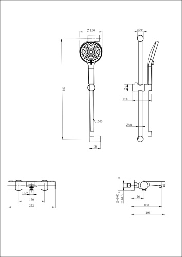 Смеситель для ванны Wonzon & Woghand WW-C2018-A-MW настенный белый с термостатом - фото 2
