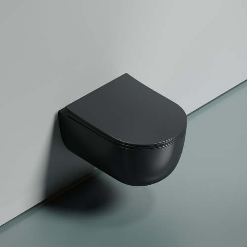 Унитаз подвесной Ceramica Nova MODENA CN6063MDH темно-серый матовый с сиденьем микролифт безободковый душевой смыв - фото 3