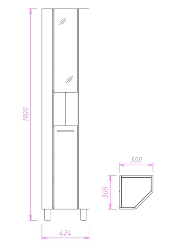Шкаф-пенал Onika Дюна 403036 42х32х190 напольный - фото 3