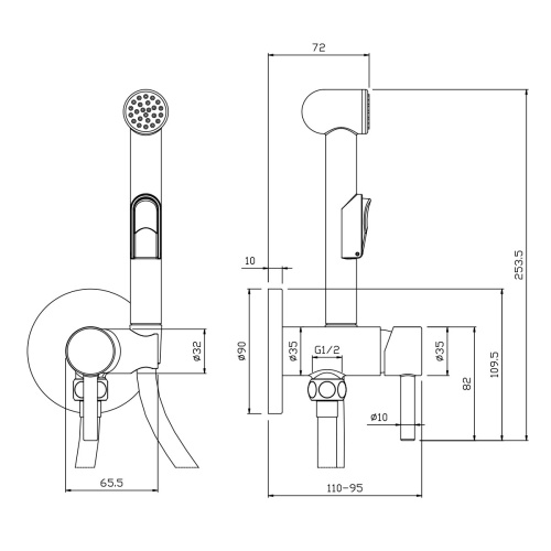 Гигиенический душ со смесителем Rossinka X X25-51 хром - фото 3