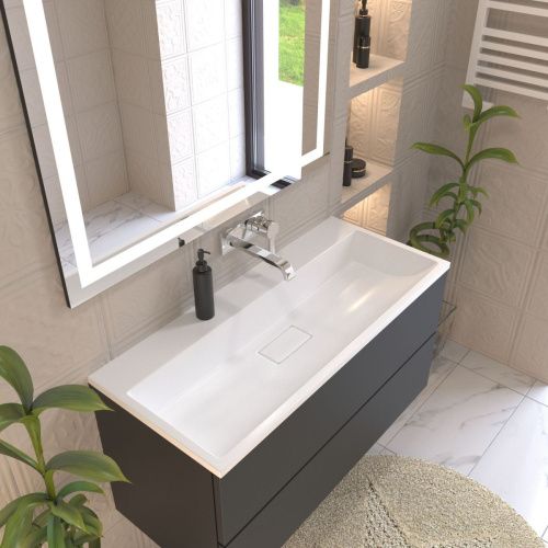 Раковина из искусственного камня Stella Polar Арта SP-00001475 100х50 встраиваемая цвет белый - фото 2
