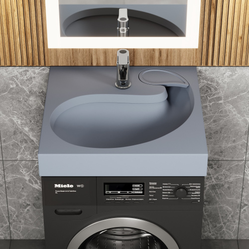 Раковина из литьевого мрамора Uperwood Comforty 2930205238 60х60 над стиральной машиной цвет серый - фото 4