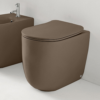 Чаша унитаза приставная Kerasan Nolita 531888 цвет коричневый матовый без сиденья безободковая каскадный смыв