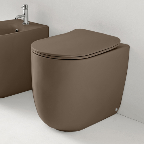 Чаша унитаза приставная Kerasan Nolita 531888 цвет коричневый матовый без сиденья безободковая каскадный смыв