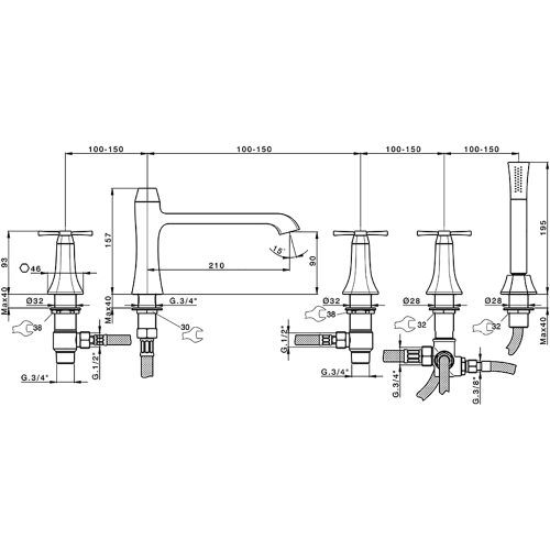 Смеситель Cisal Cherie CX0002606T на борт ванны хром - фото 2