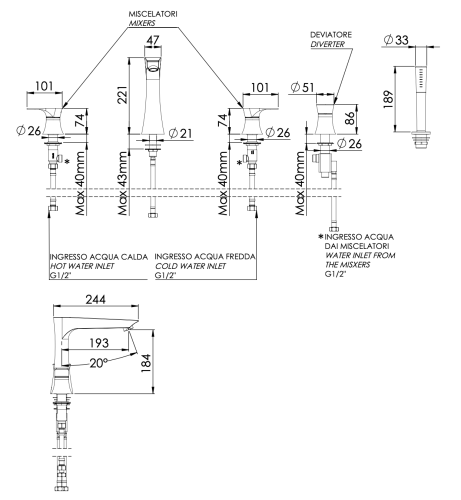 Смеситель Daniel Diva DV449115 на борт ванны черный - фото 2