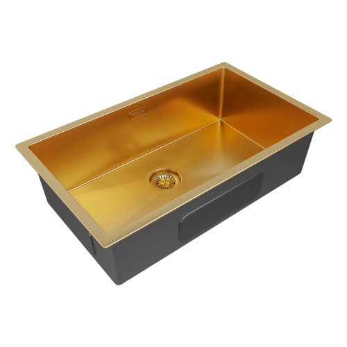 Кухонная мойка Paulmark ALLER 74 UNI PM807444-BG 69х39 цвет брашированное золото поверхность матовая - фото 2