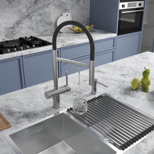 Смеситель для кухни Reflexion Lago RX9901SS на мойку серый - фото 4