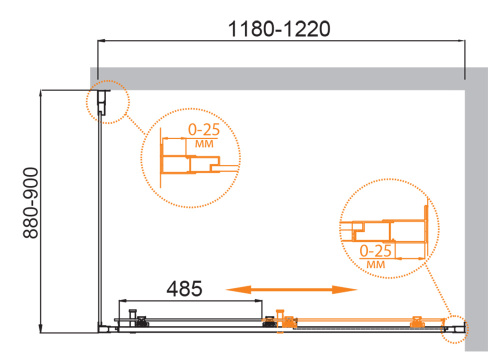 Душевой уголок Cezares MOLVENO MOLVENO-AH-11-140/90-C-GM-IV 140х90 стекло прозрачное профиль оружейная сталь без поддона - фото 5